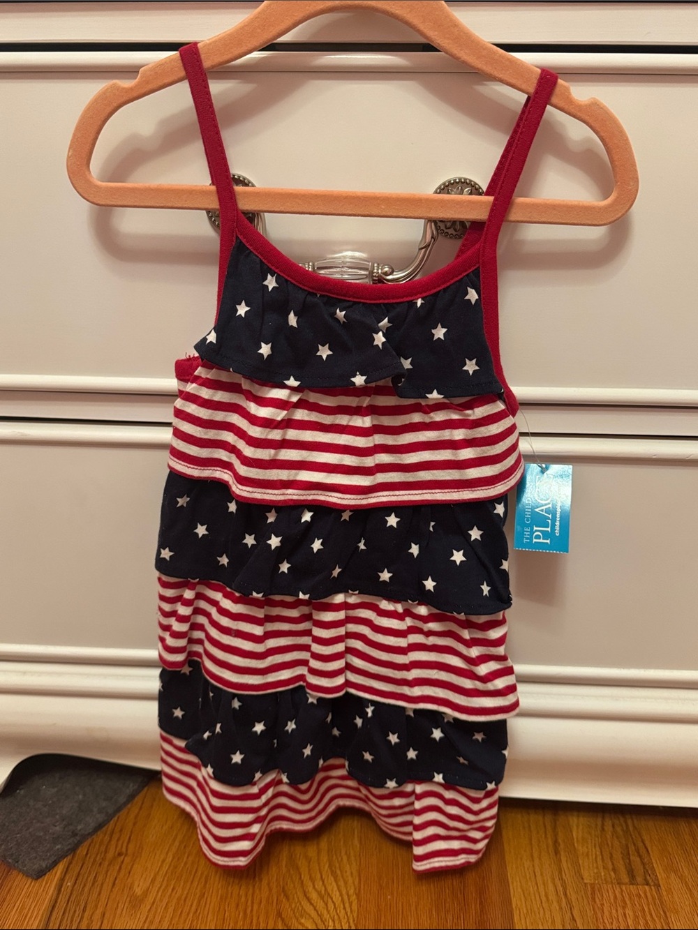 The Children's Place Red, White & Blue Star Stripe Ruffle Tank Dress